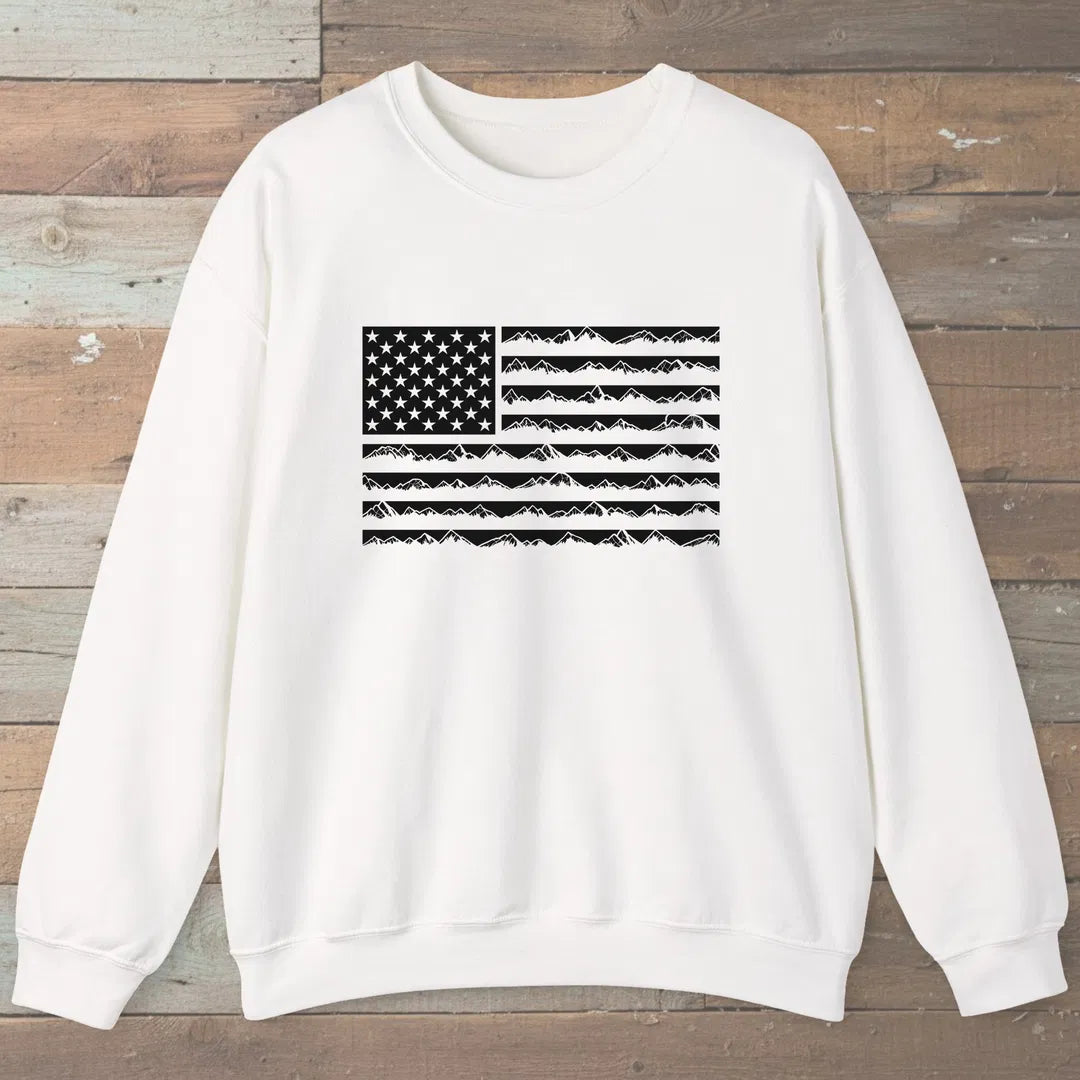 Ridgeline Flag Sweatshirt White Outdoor Nature Tee