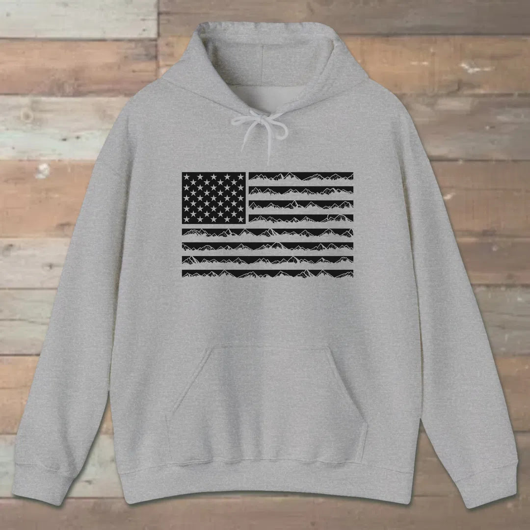 Ridgeline Flag Hoodie Sport Grey Outdoor Nature Tee