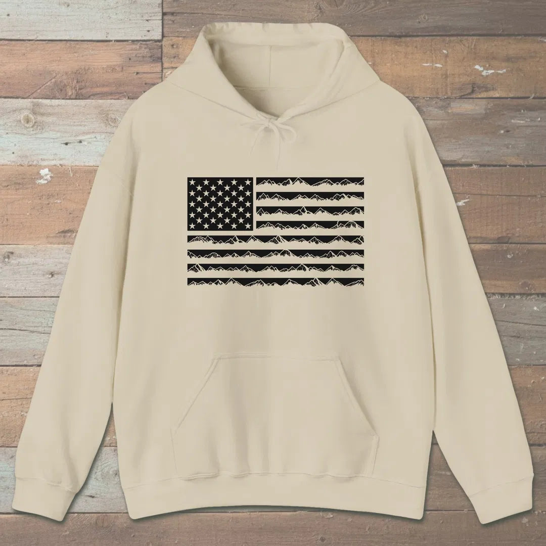 Ridgeline Flag Hoodie Sand Outdoor Nature Tee