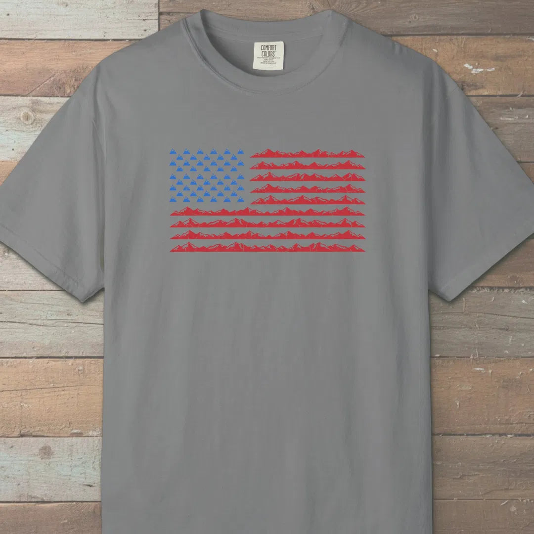 Mountain Flag T-Shirt Grey Outdoor Nature Tee