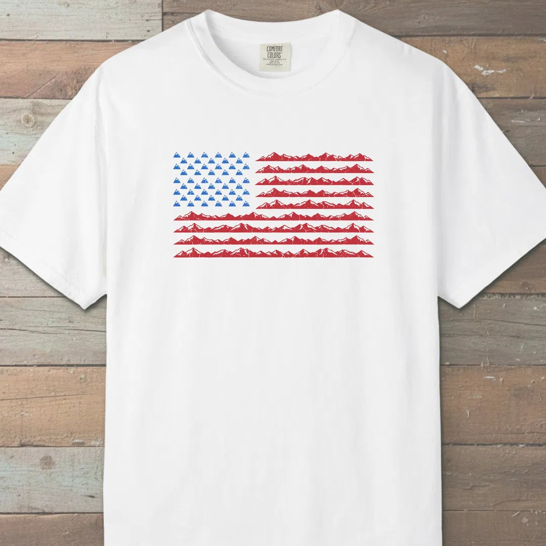 Mountain Flag T-Shirt White Outdoor Nature Tee