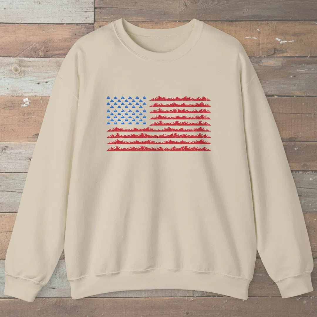 Mountain Flag Sweatshirt Sand Outdoor Nature Tee