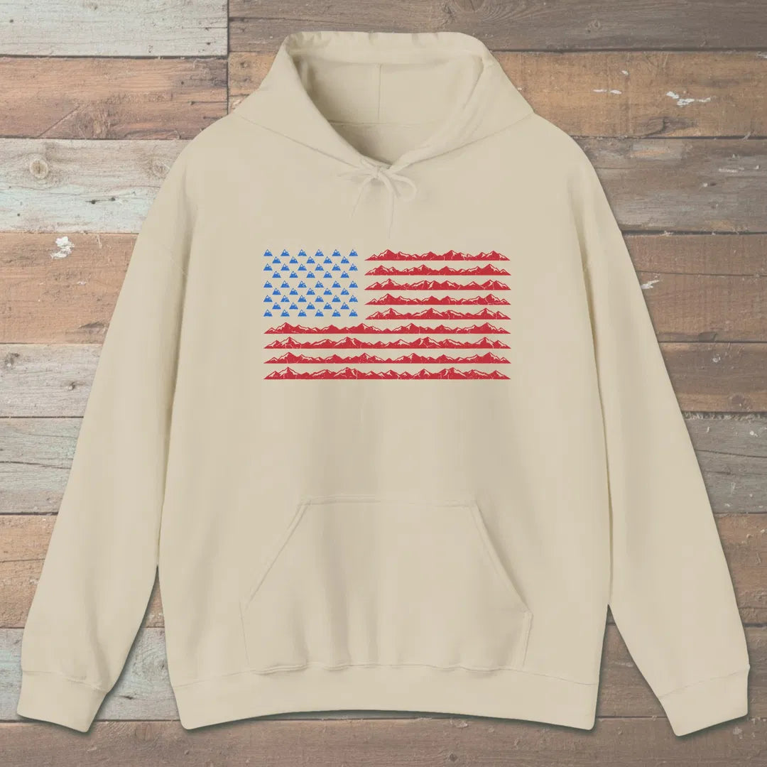 Mountain Flag Hoodie Sand Outdoor Nature Tee