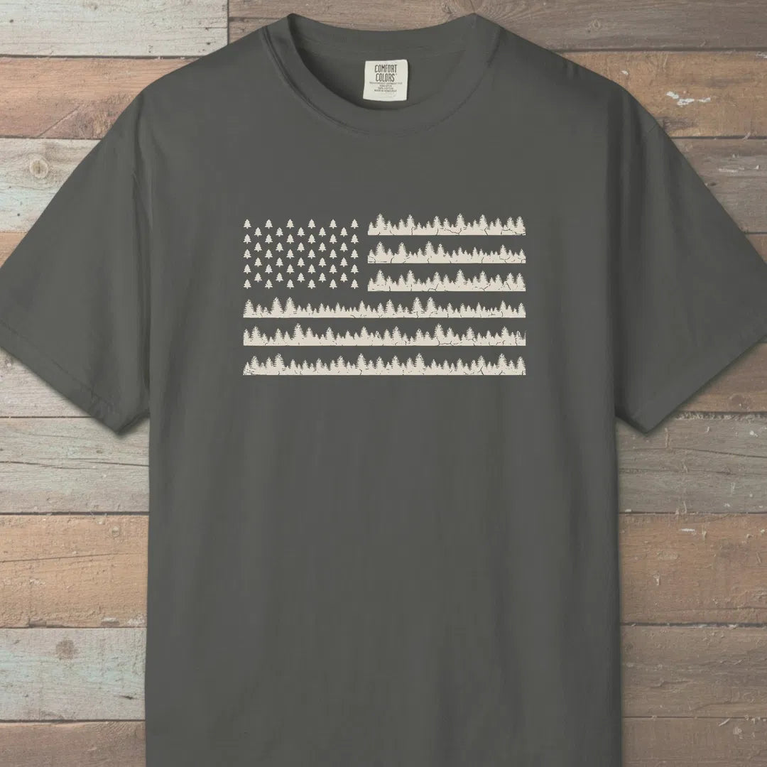 Pine Forest Flag T-Shirt Pepper Outdoor Nature Tee