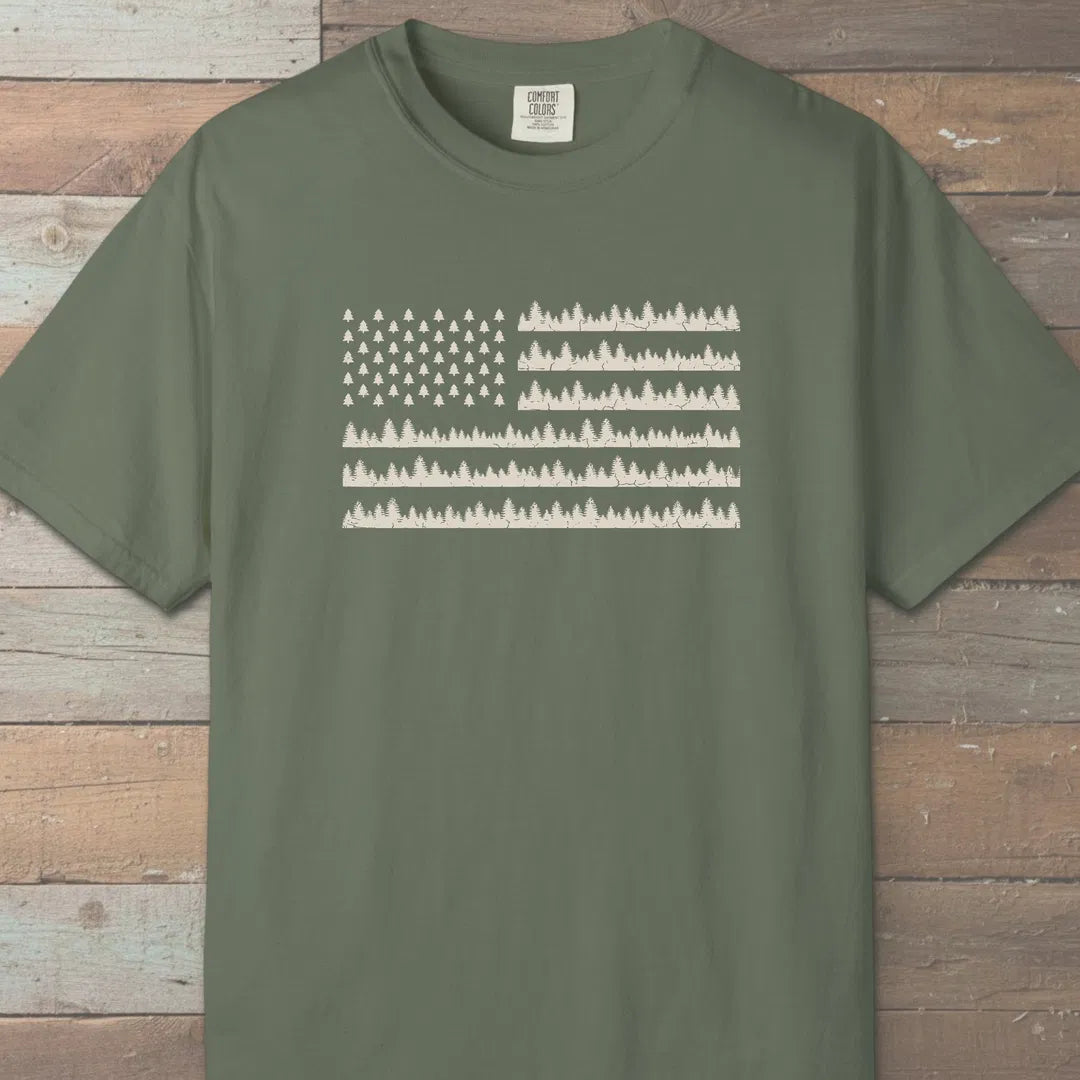 Pine Forest Flag T-Shirt Moss Outdoor Nature Tee