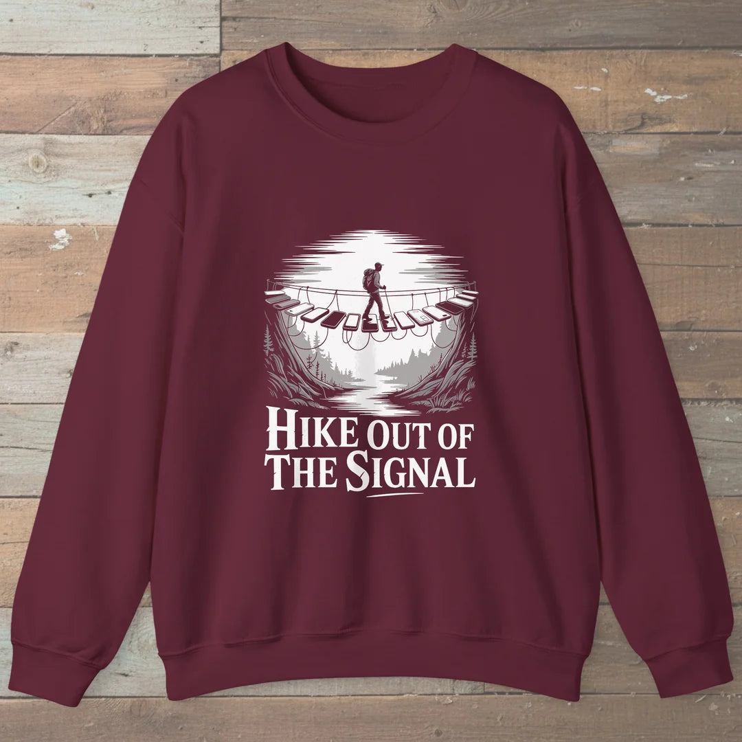 Hike Out Of The Signal Sweatshirt Maroon Outdoor Nature Tee