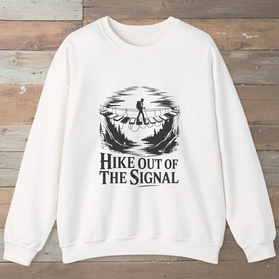 Hike Out Of The Signal Sweatshirt White Outdoor Nature Tee