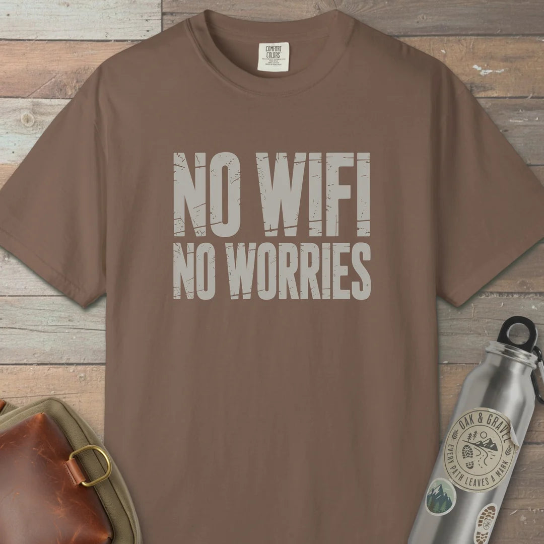 No Wifi No Worries Trail T-Shirt Espresso Outdoor Nature Tee