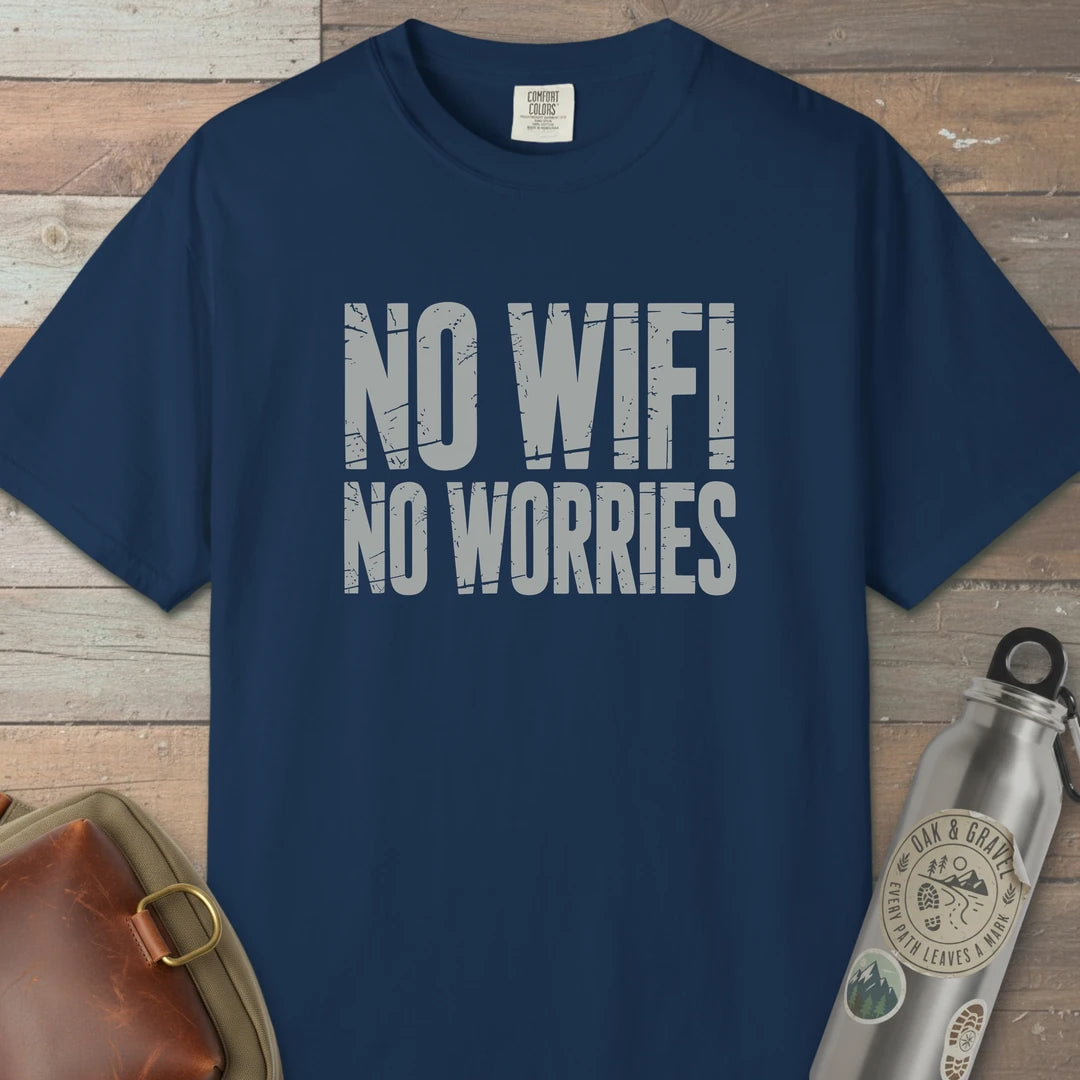 No Wifi No Worries Trail T-Shirt Navy Outdoor Nature Tee
