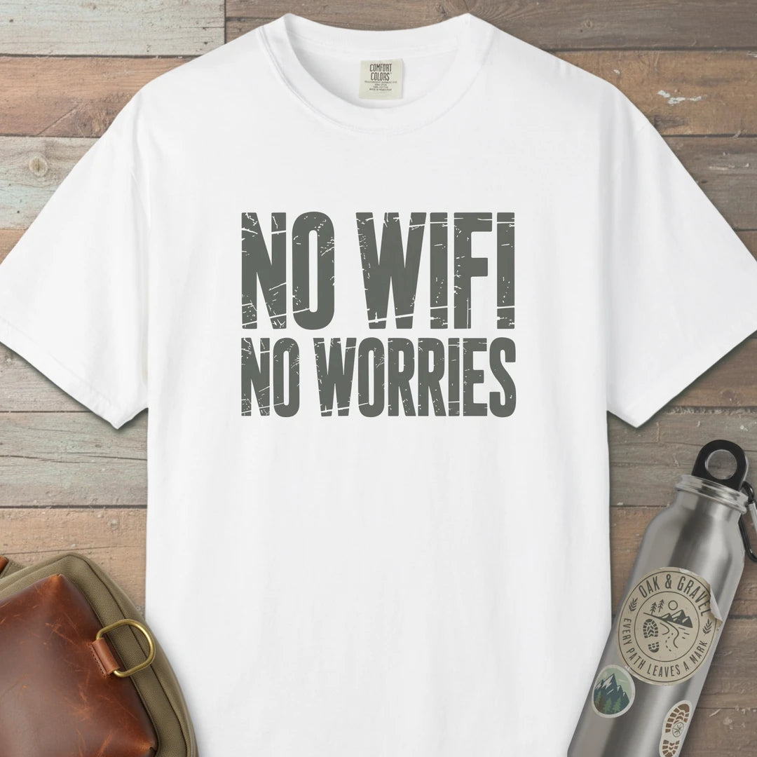 No Wifi No Worries Trail T-Shirt White Outdoor Nature Tee