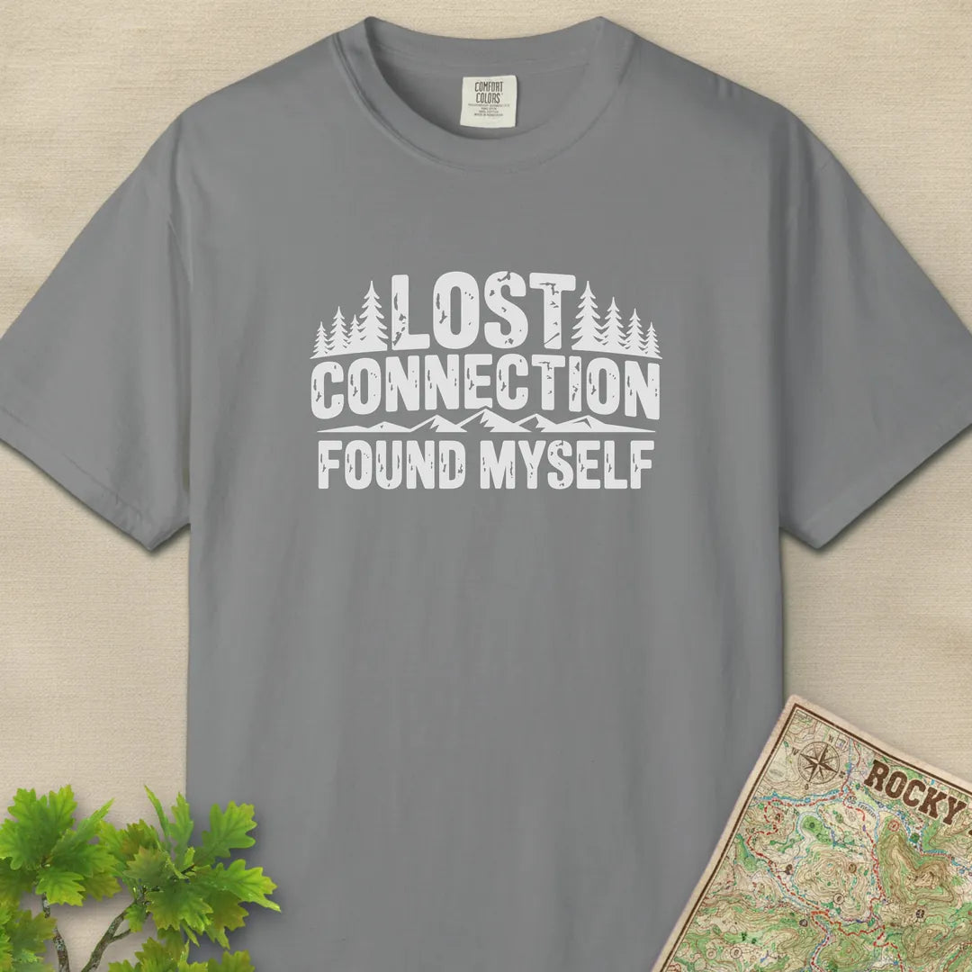 Lost Connection Found Myself T-Shirt Grey Outdoor Nature Tee
