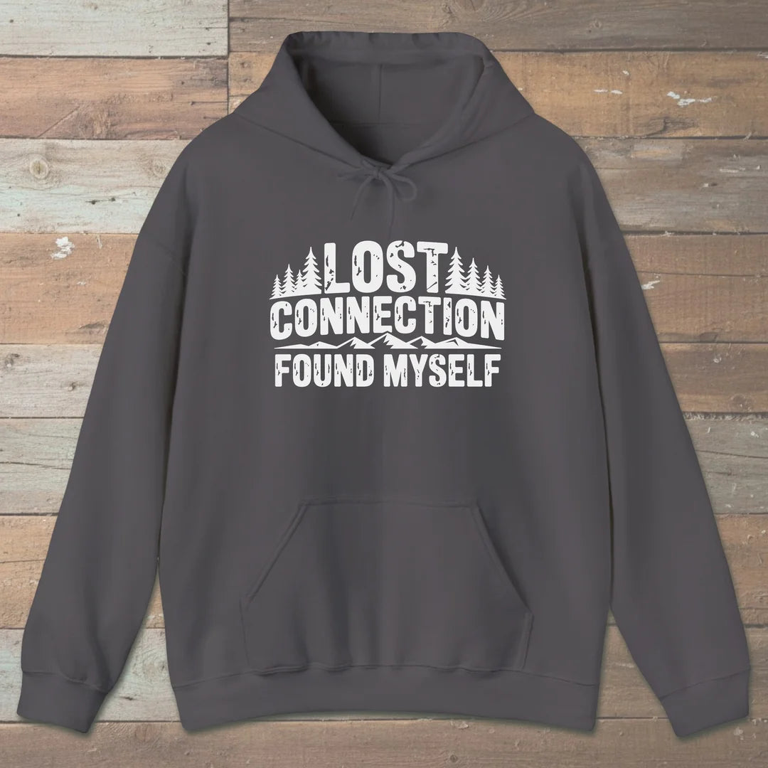 Lost Connection Found Myself Hoodie Charcoal Outdoor Nature Tee