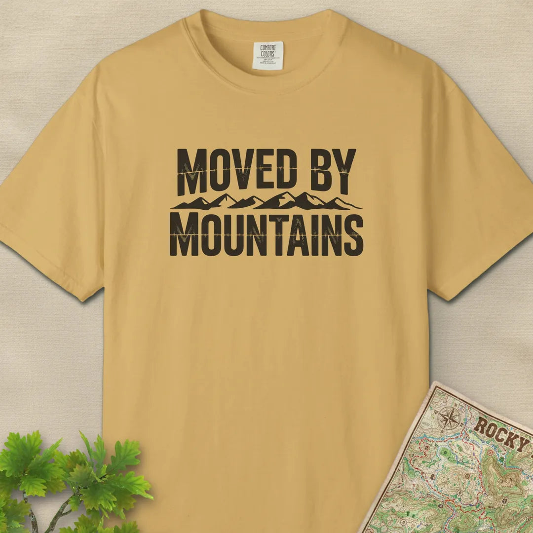 Moved By Mountains T-Shirt Mustard Outdoor Nature Tee