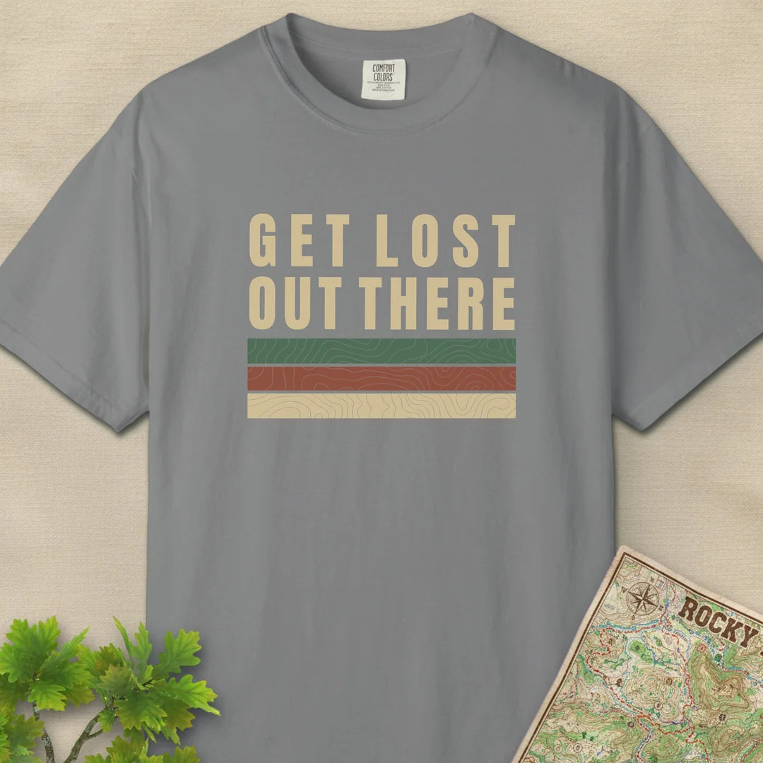 Get Lost Out There Trail T-Shirt Grey Outdoor Nature Tee