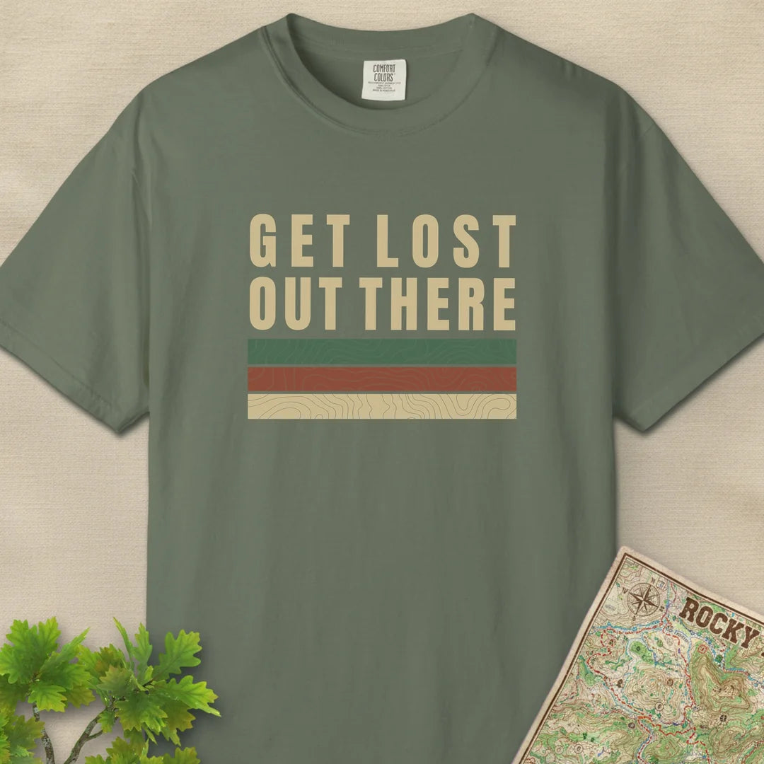 Get Lost Out There Trail T-Shirt Moss Outdoor Nature Tee