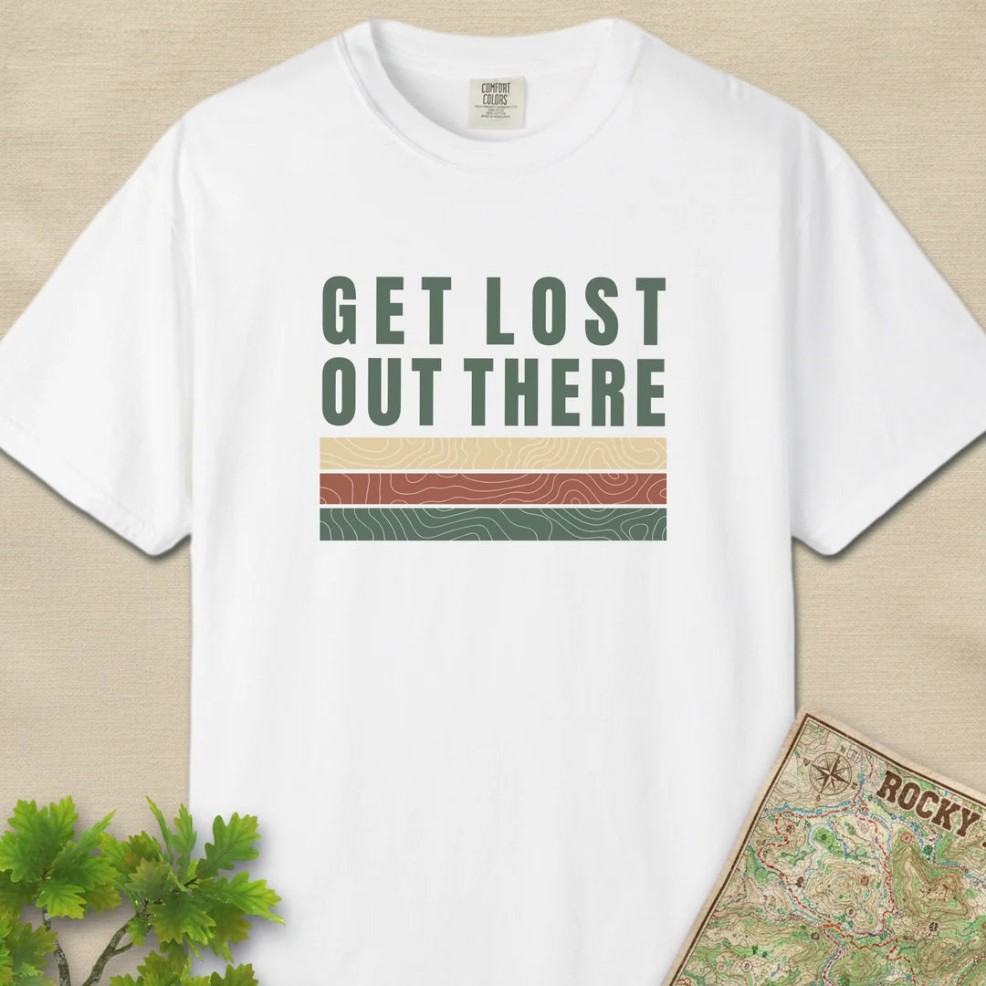 Get Lost Out There Trail T-Shirt White Outdoor Nature Tee
