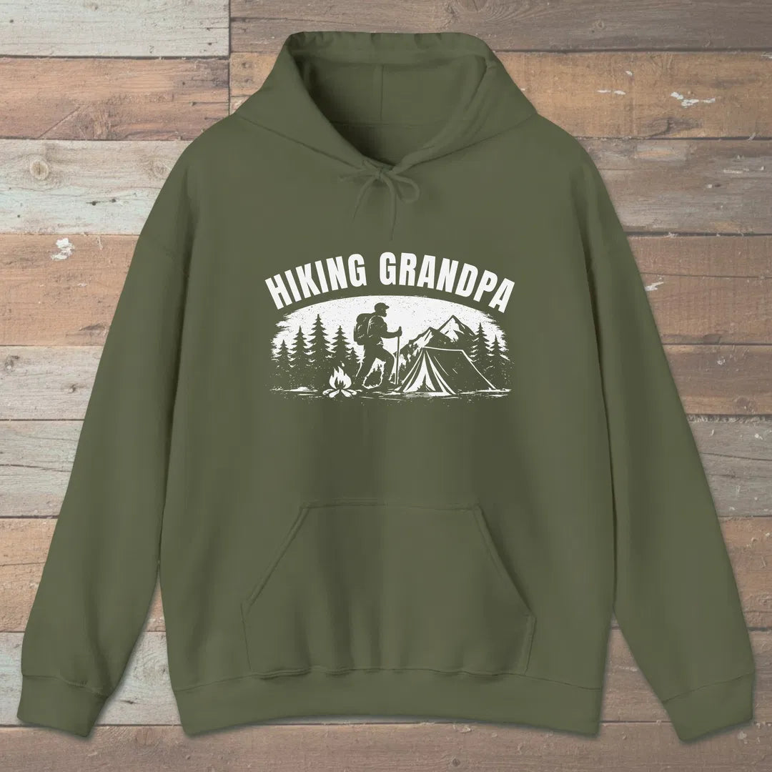 Trailside Grandpa Hoodie Military Green Outdoor Nature Tee