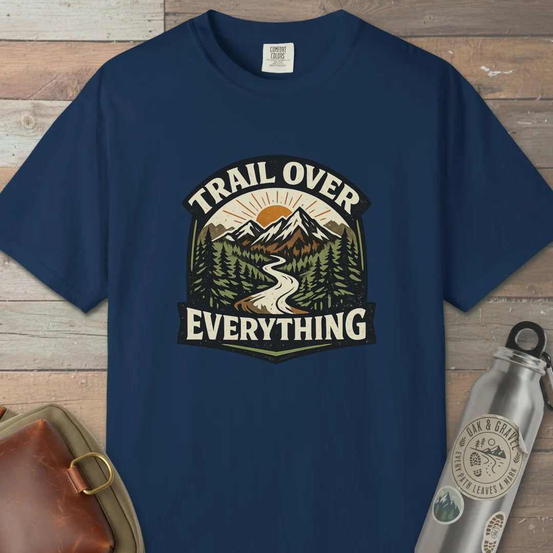 Trail Over Everything T-Shirt Navy Outdoor Nature Tee