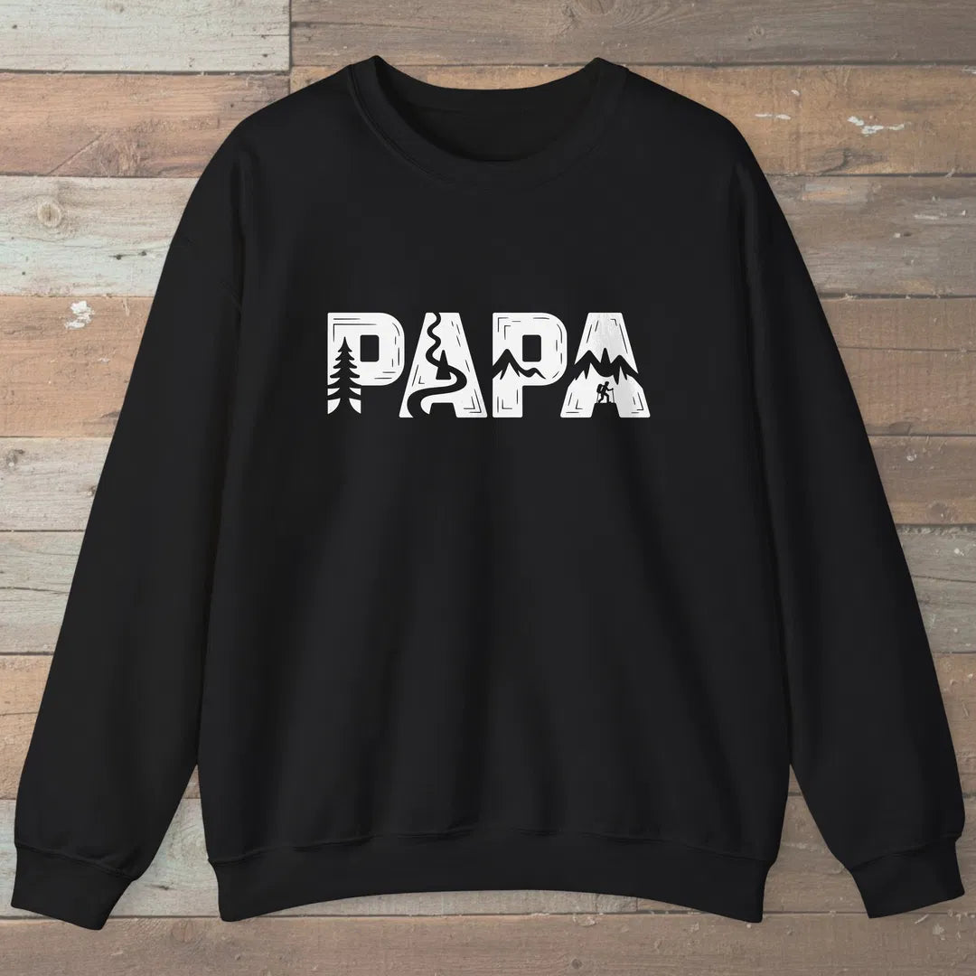 Trail Papa Sweatshirt Black Outdoor Nature Tee