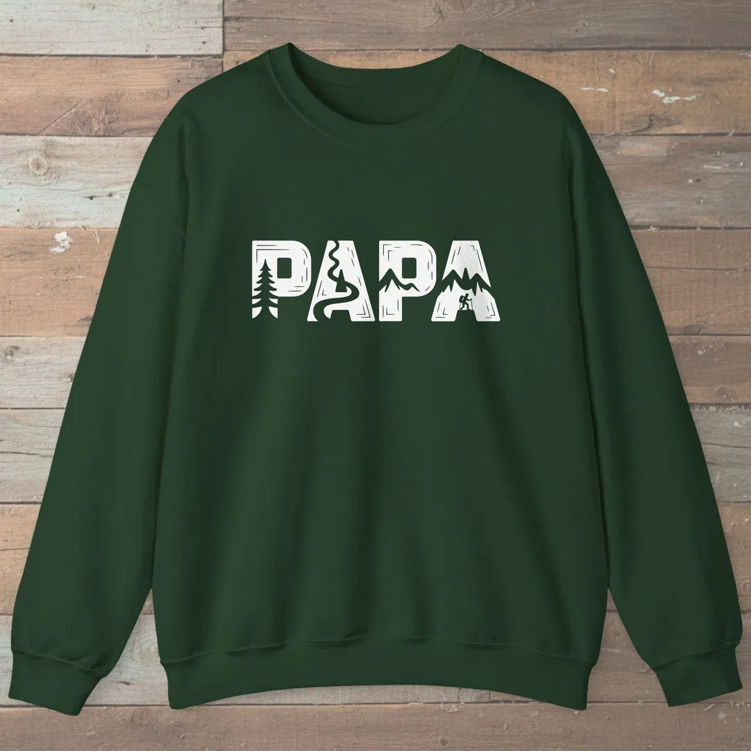 Trail Papa Sweatshirt Forest Green Outdoor Nature Tee