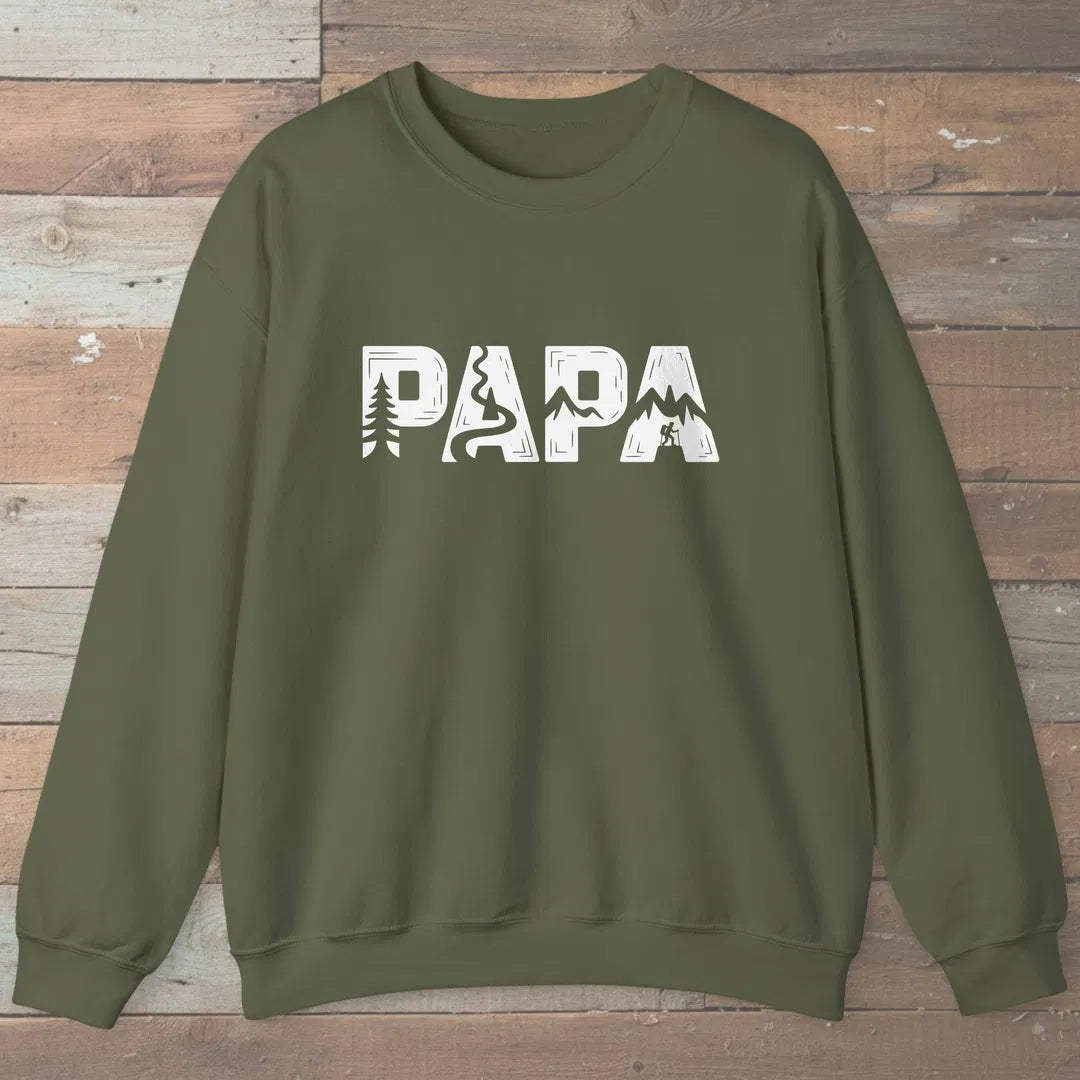 Trail Papa Sweatshirt Military Green Outdoor Nature Tee