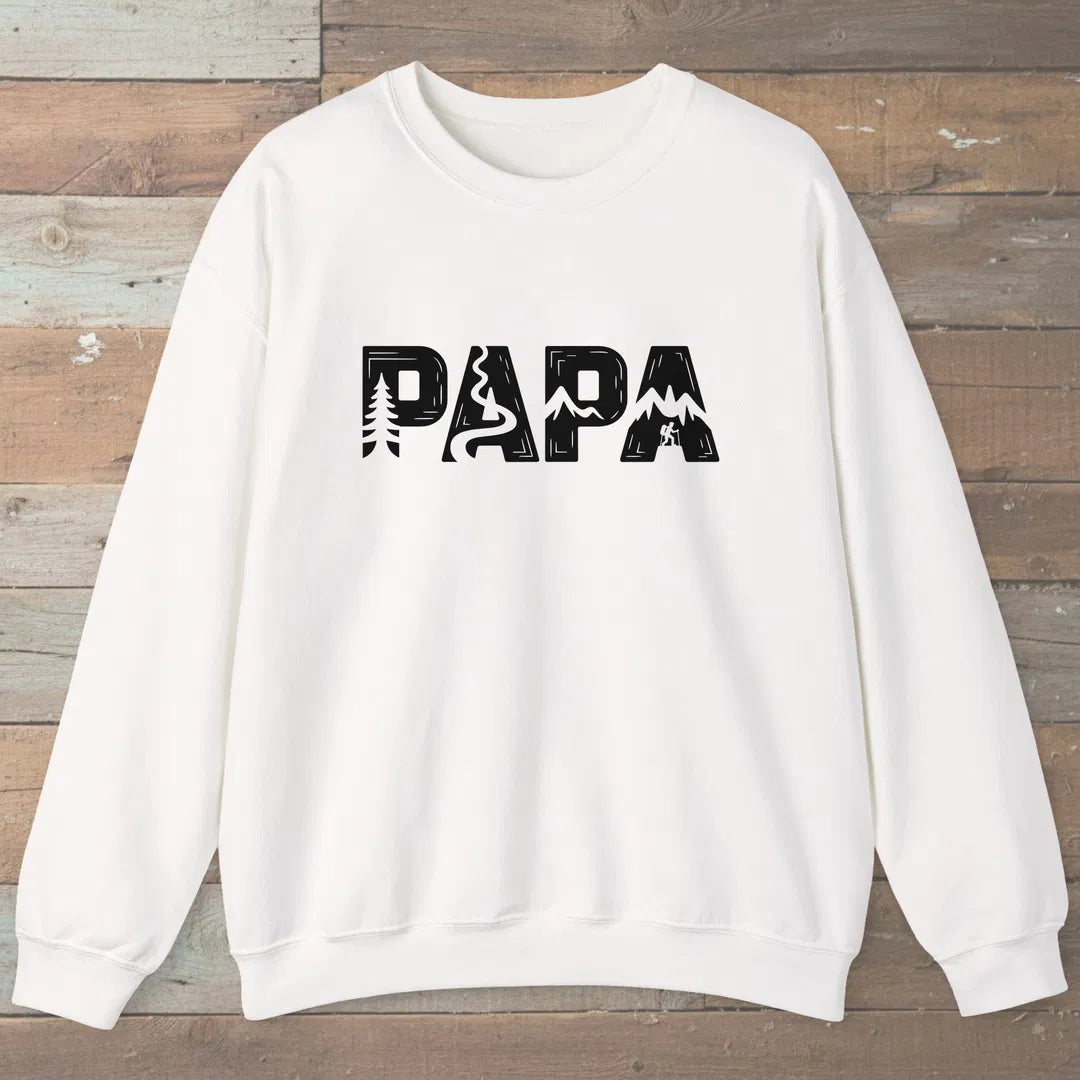 Trail Papa Sweatshirt White Outdoor Nature Tee