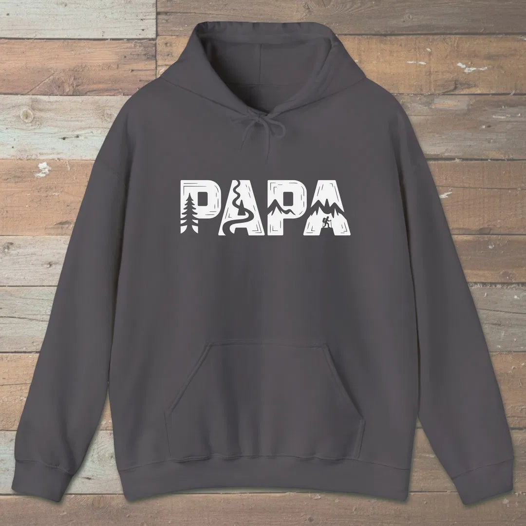 Trail Papa Hoodie Charcoal Outdoor Nature Tee