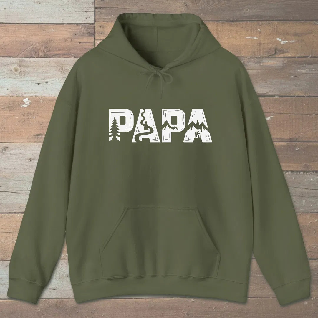 Trail Papa Hoodie Military Green Outdoor Nature Tee