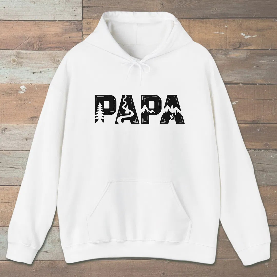Trail Papa Hoodie White Outdoor Nature Tee
