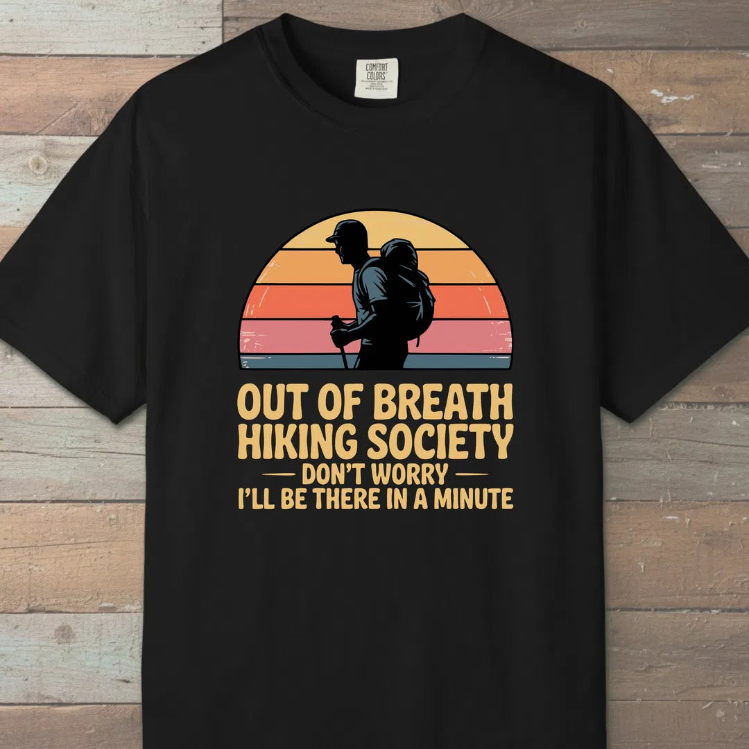 Out Of Breath Hiking Society Sunset T-Shirt Black Outdoor Nature Tee