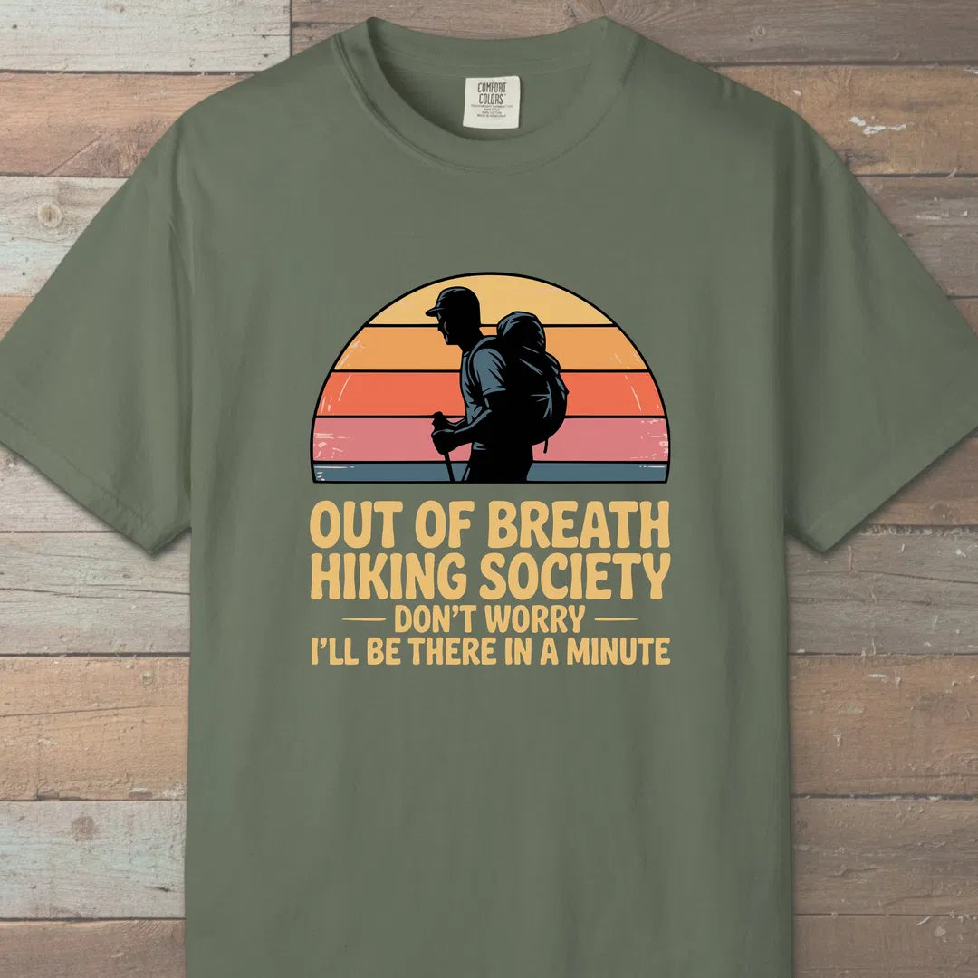 Out Of Breath Hiking Society Sunset T-Shirt Moss Outdoor Nature Tee