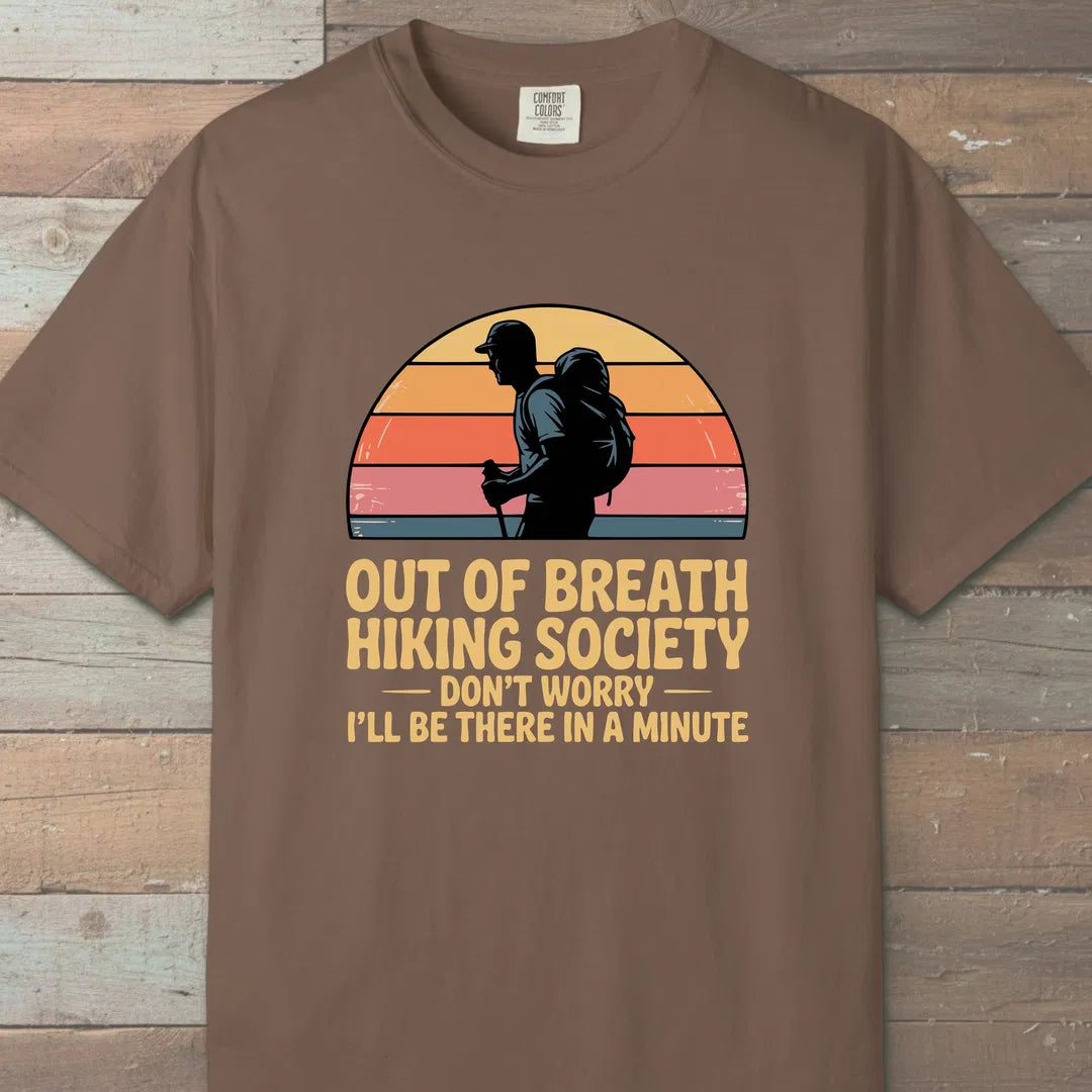 Out Of Breath Hiking Society Sunset T-Shirt Espresso Outdoor Nature Tee