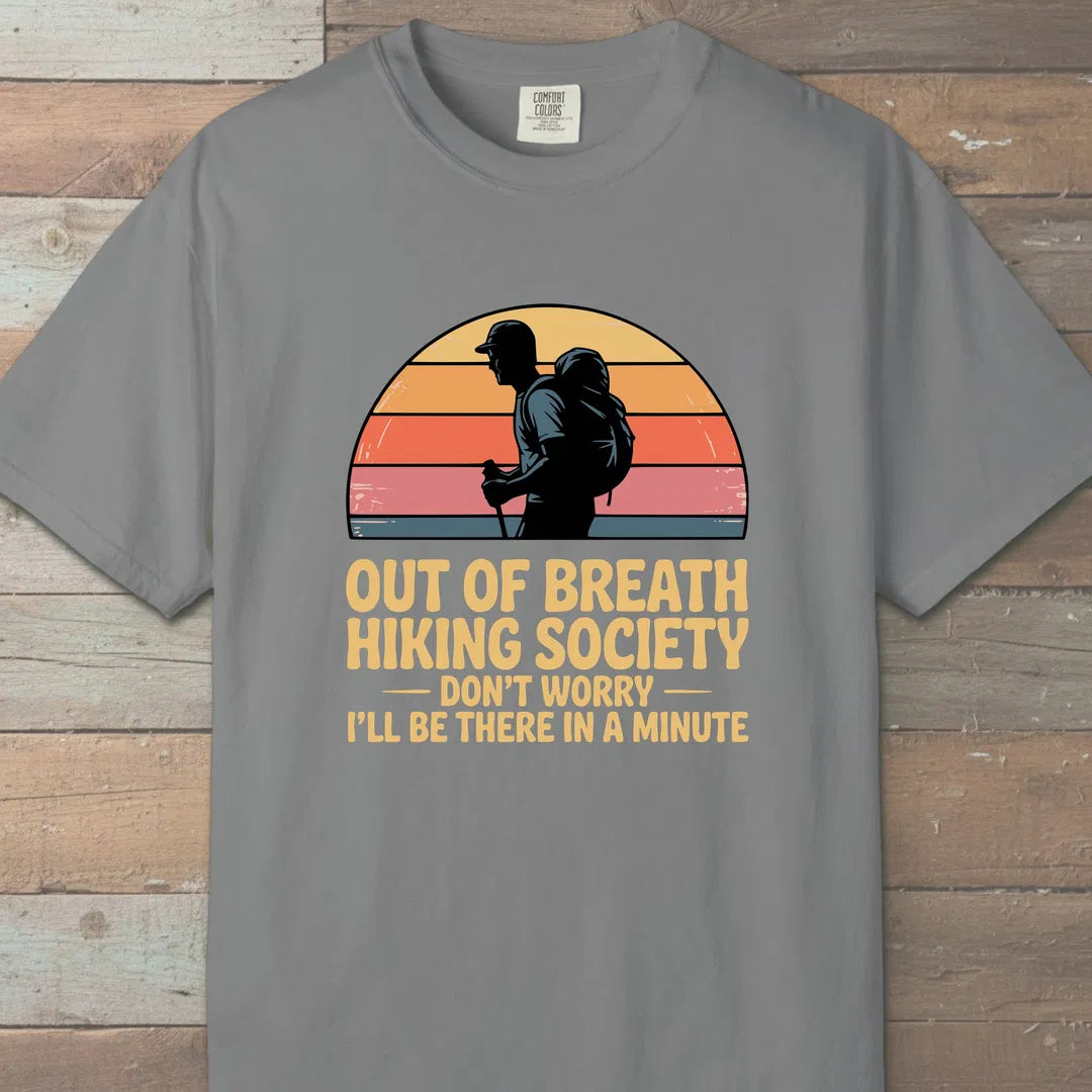 Out Of Breath Hiking Society Sunset T-Shirt Grey Outdoor Nature Tee