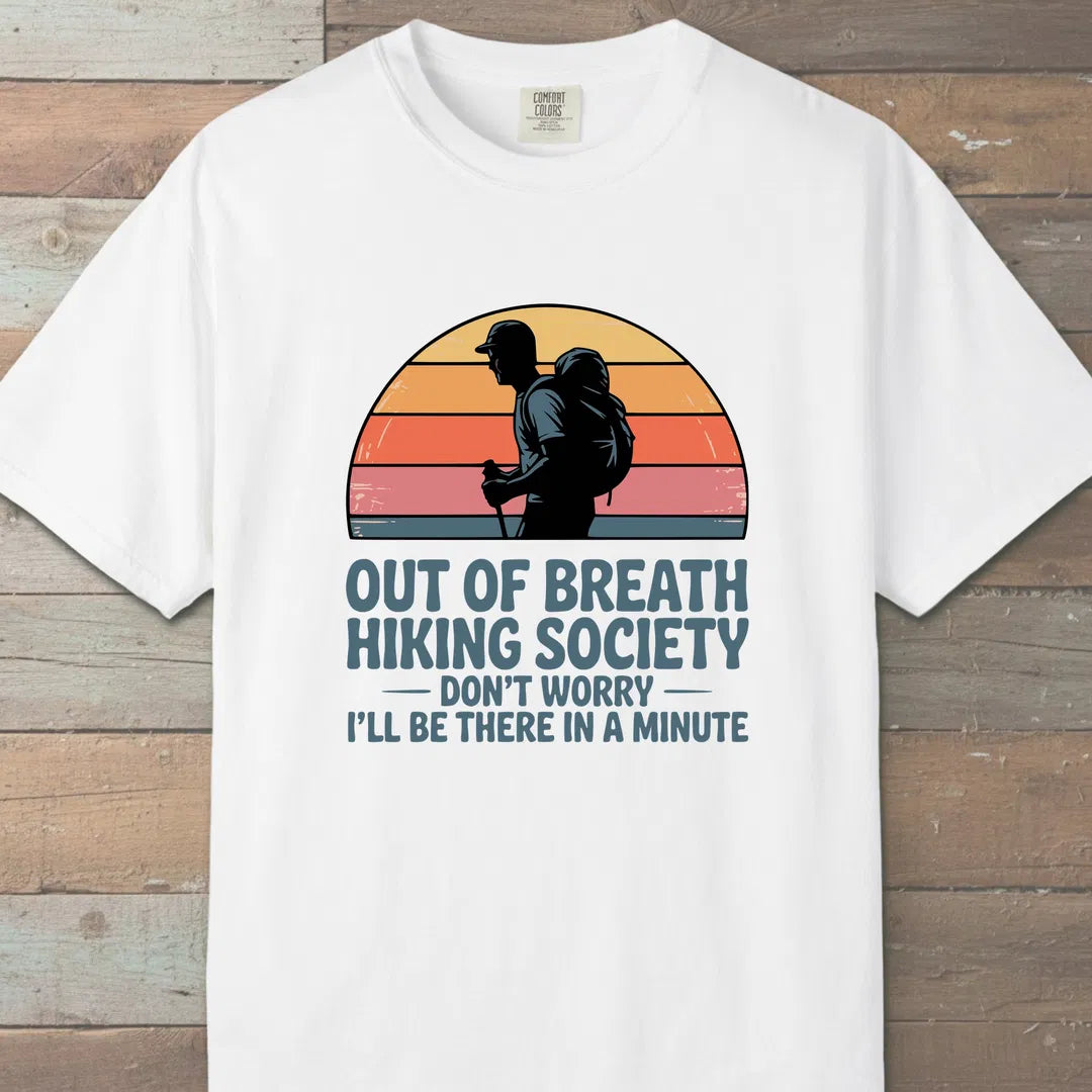 Out Of Breath Hiking Society Sunset T-Shirt White Outdoor Nature Tee