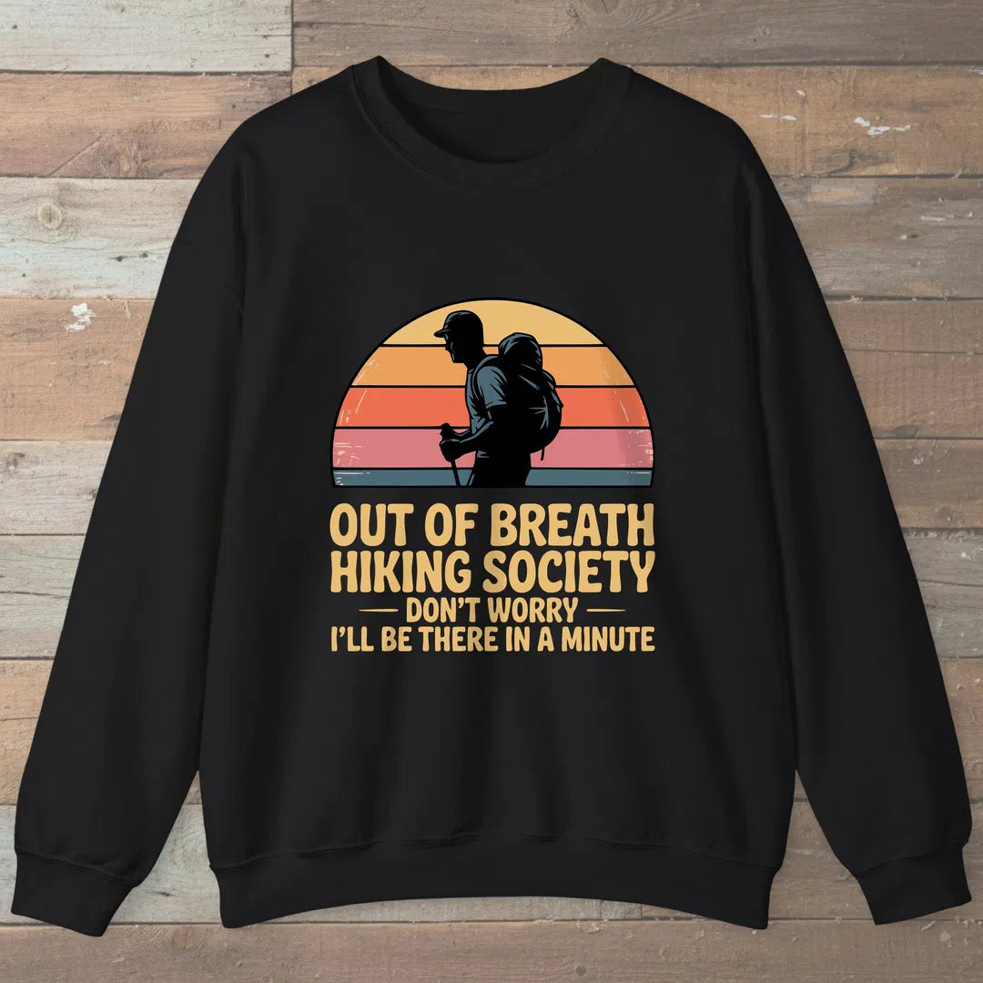 Out Of Breath Hiking Society Sunset Sweatshirt Black Outdoor Nature Tee