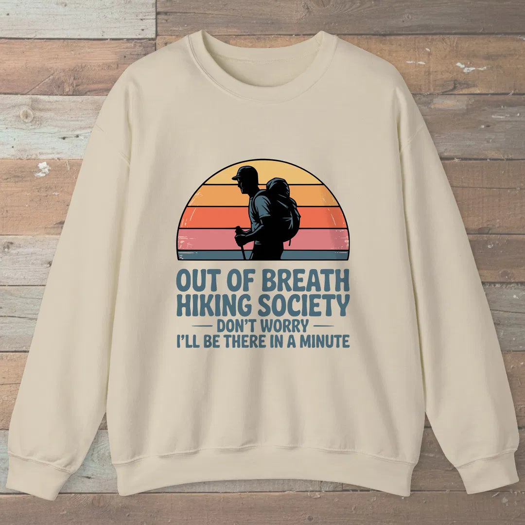 Out Of Breath Hiking Society Sunset Sweatshirt Sand Outdoor Nature Tee