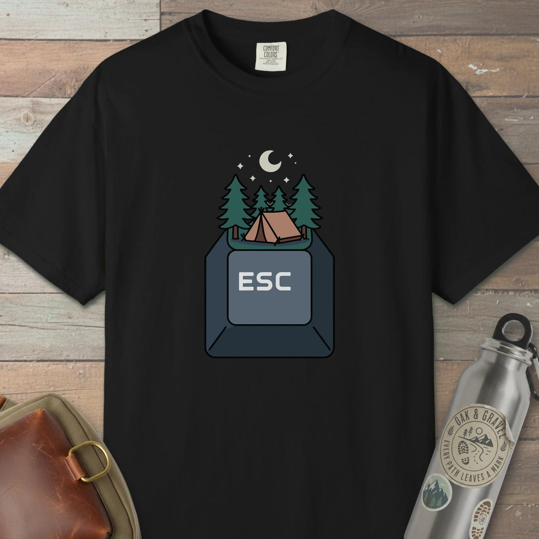 Escape To Camp T-Shirt Black Outdoor Nature Tee