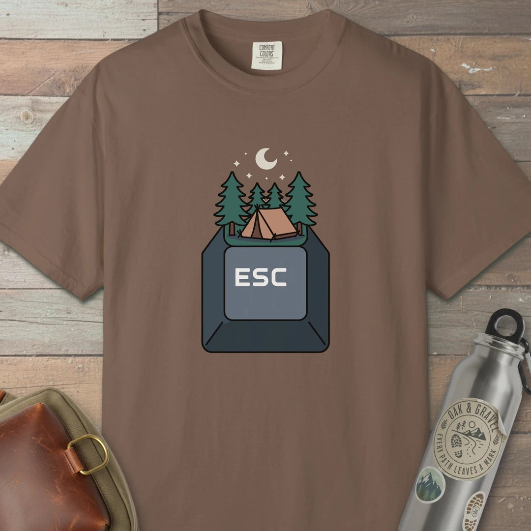 Escape To Camp T-Shirt Espresso Outdoor Nature Tee
