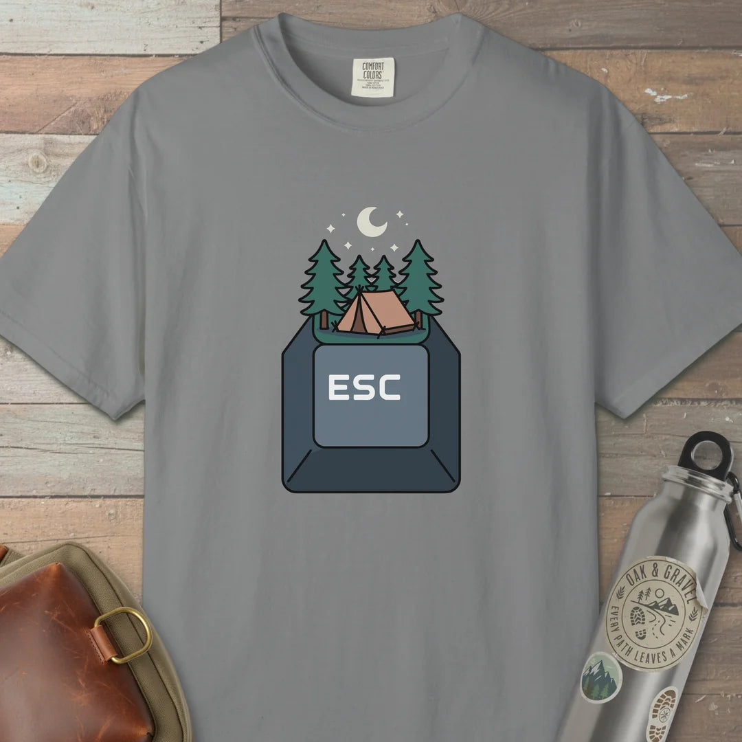 Escape To Camp T-Shirt Grey Outdoor Nature Tee