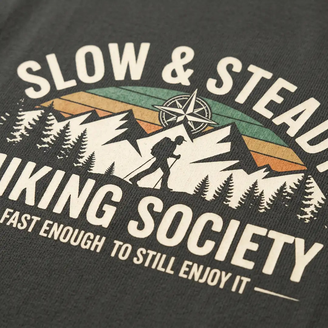 Slow And Steady Hiking Society T-Shirt Outdoor Nature Tee
