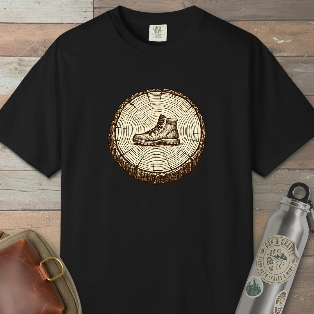 Stump Boot T-Shirt Black Outdoor Nature Tee