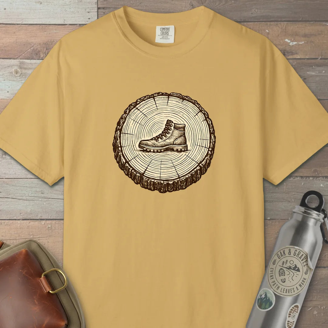 Stump Boot T-Shirt Mustard Outdoor Nature Tee