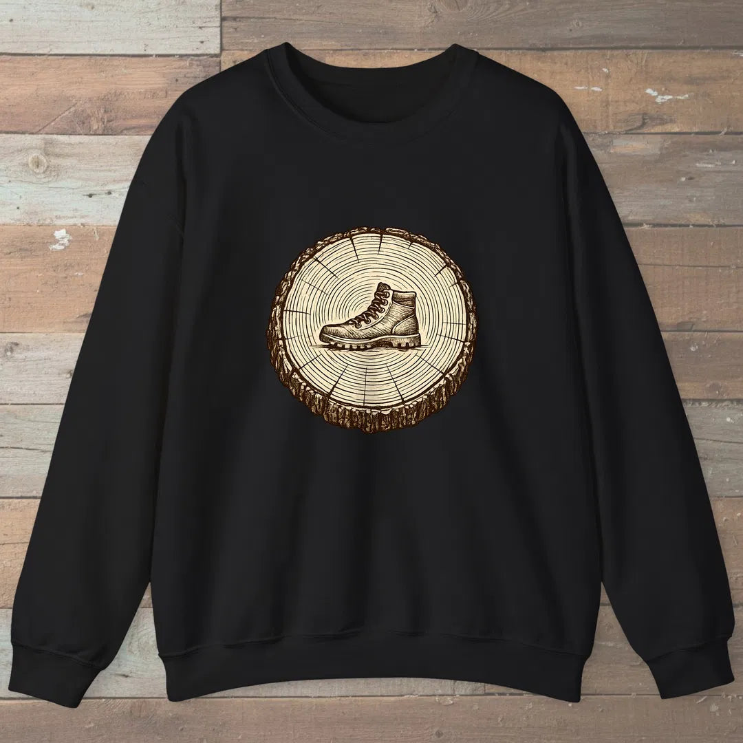 Stump Boot Sweatshirt Black Outdoor Nature Tee
