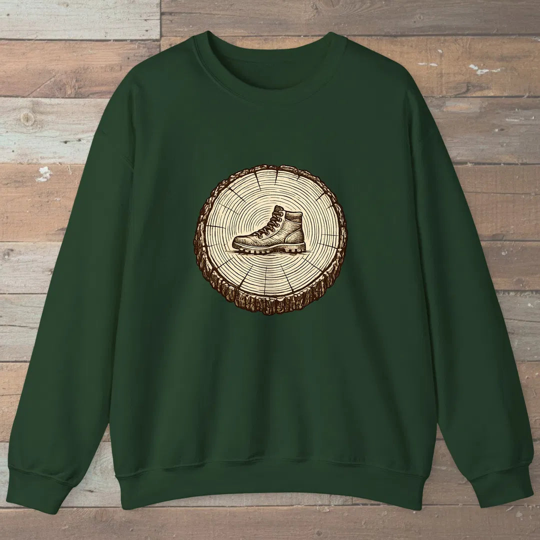 Stump Boot Sweatshirt Forest Green Outdoor Nature Tee