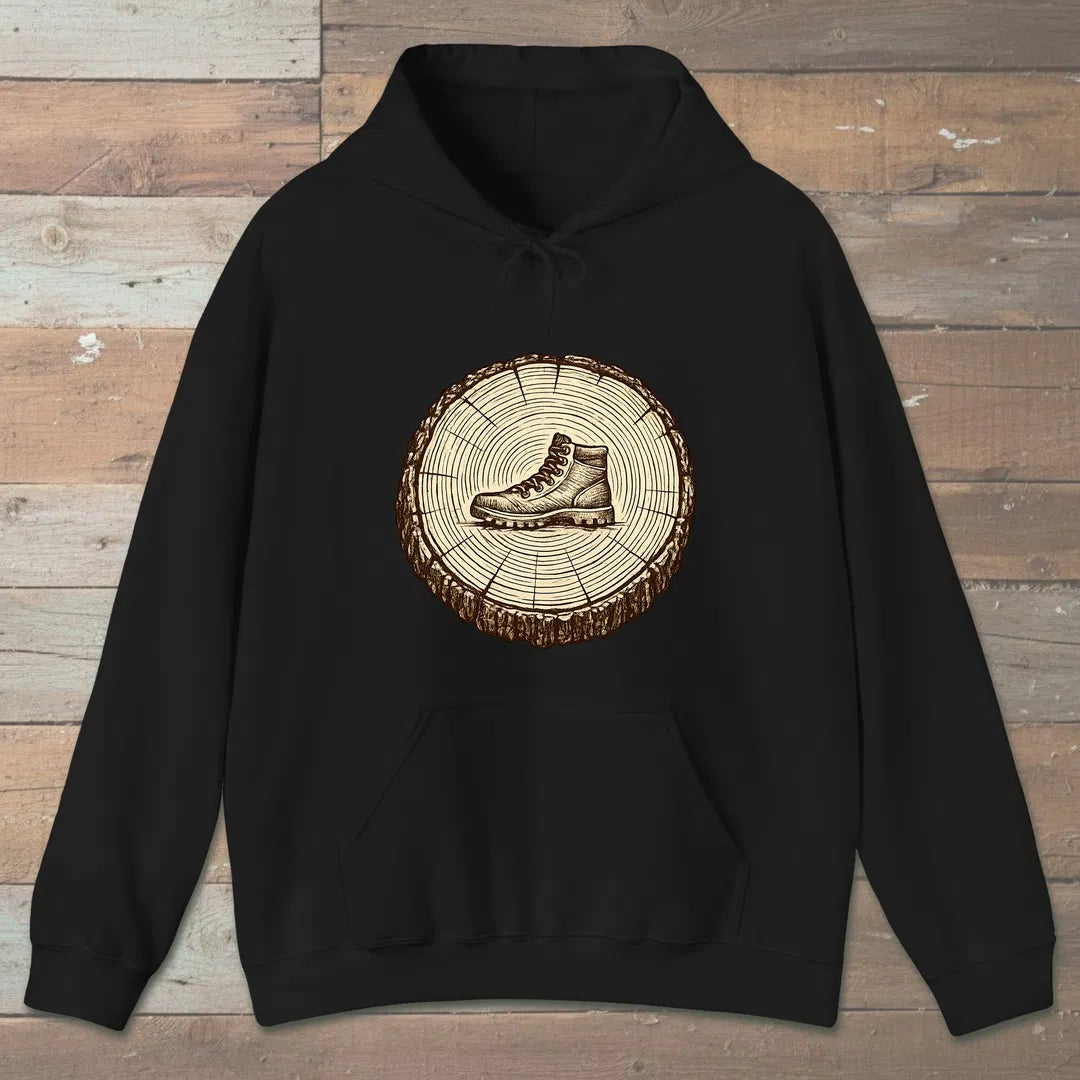 Stump Boot Hoodie Black Outdoor Nature Tee