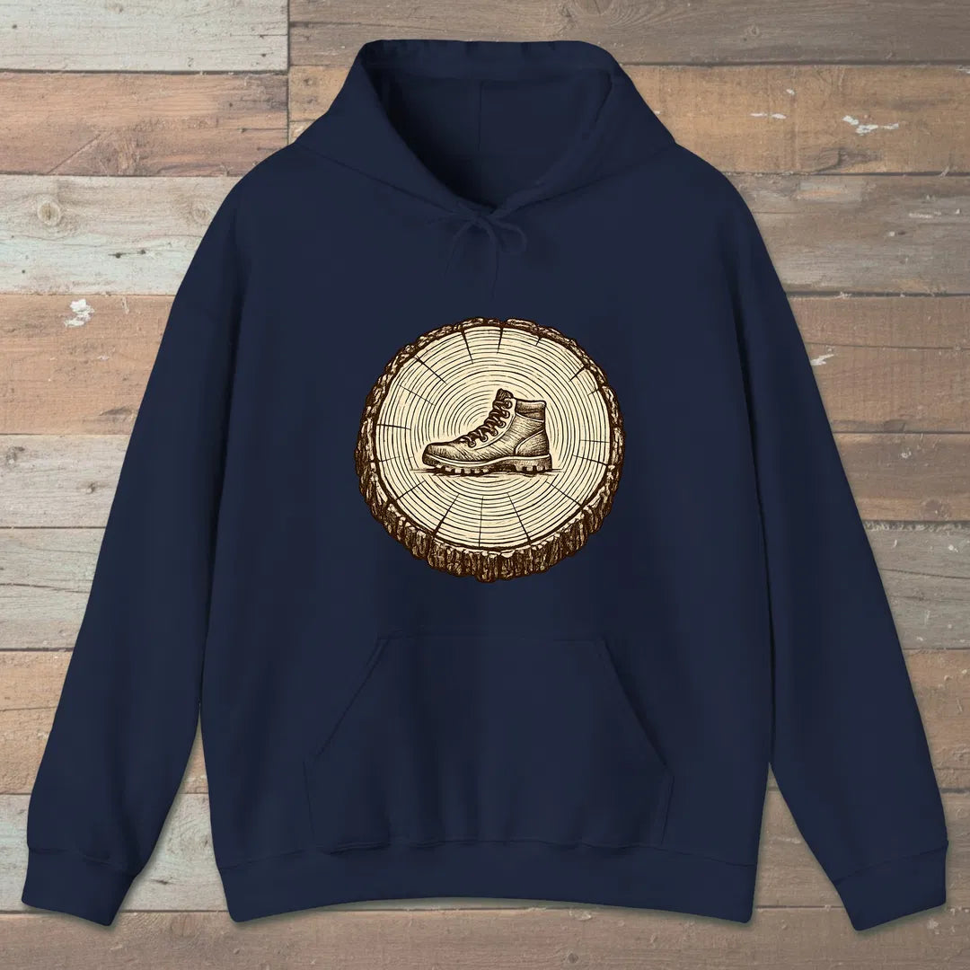 Stump Boot Hoodie Navy Outdoor Nature Tee