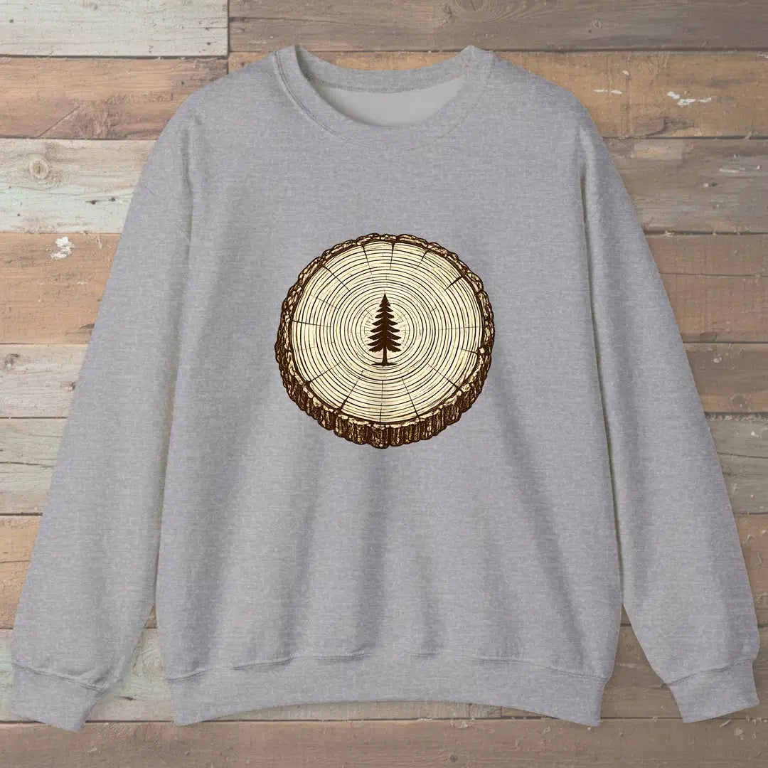 Stump Tree Sweatshirt Sport Grey Outdoor Nature Tee