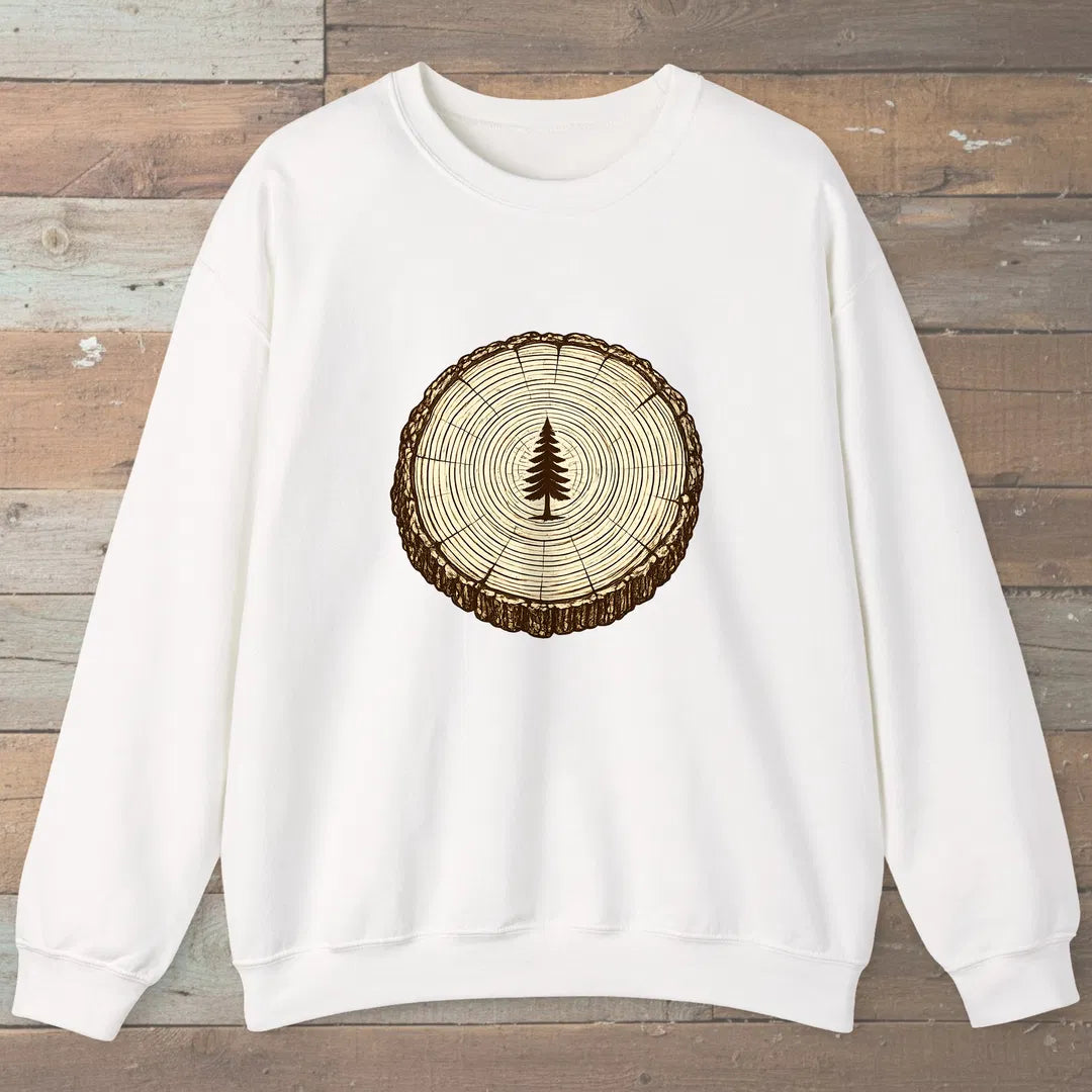 Stump Tree Sweatshirt White Outdoor Nature Tee