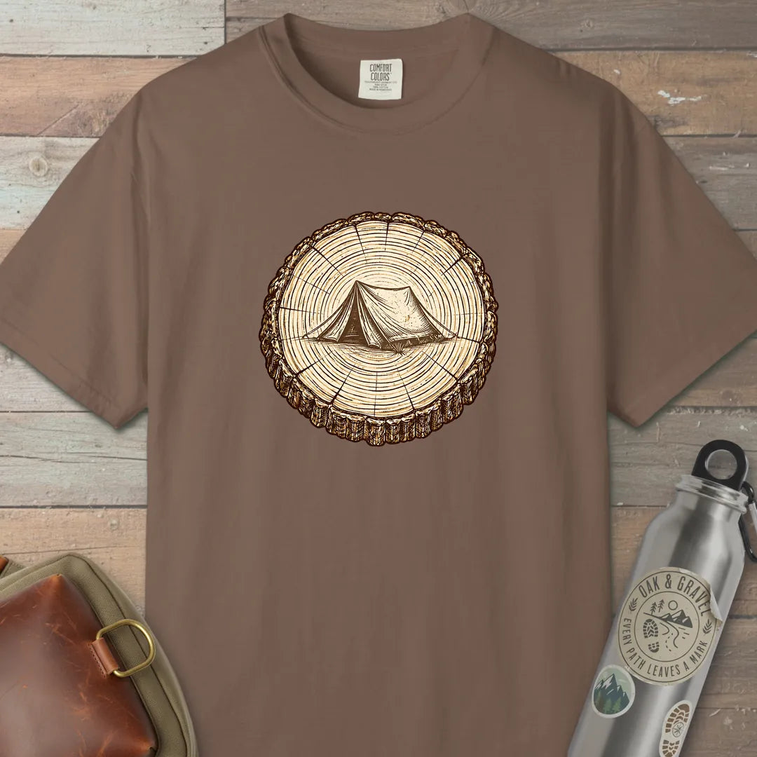 Stump Tent T-Shirt Espresso Outdoor Nature Tee
