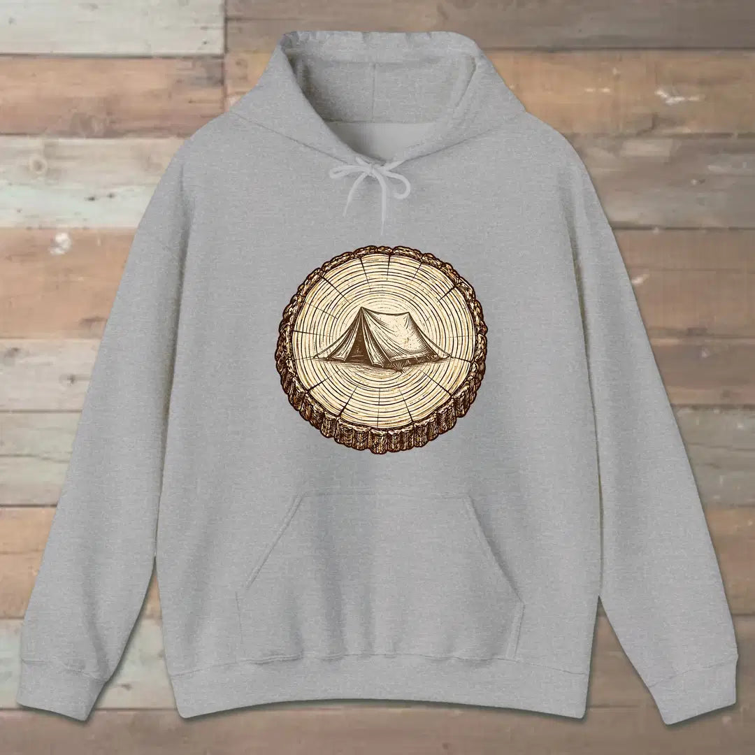 Stump Tent Hoodie Sport Grey Outdoor Nature Tee